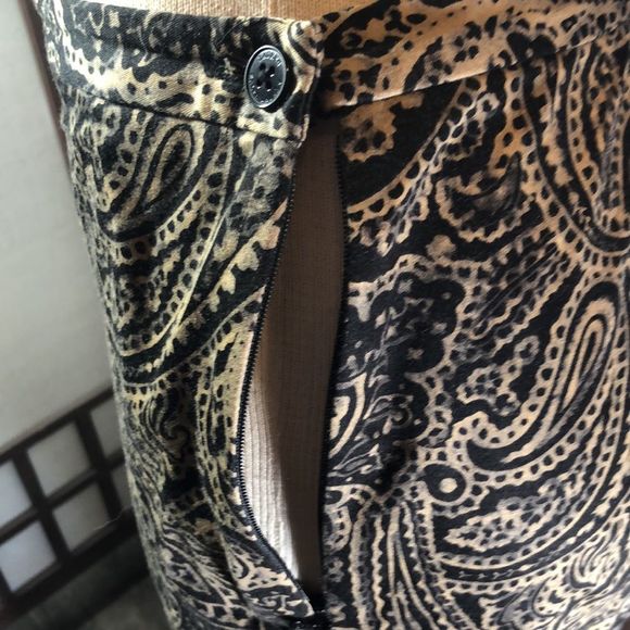 Lauren Ralph Lauren Black Brown Paisley Cotton Flat Front Straight Leg Pants/8P - Picture 5 of 8